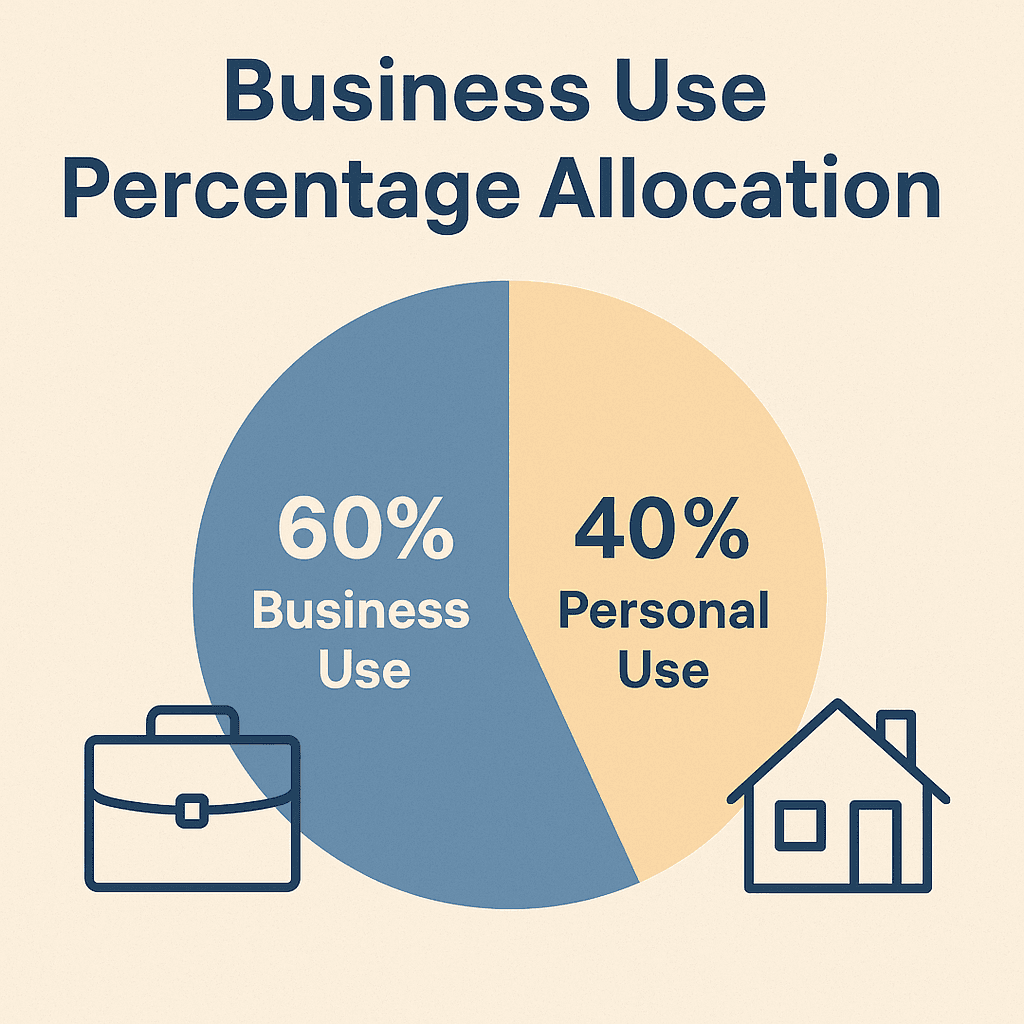 Business use percentage allocation pie chart showing 60% business use and 40% personal use for Amazon Prime deduction calculation